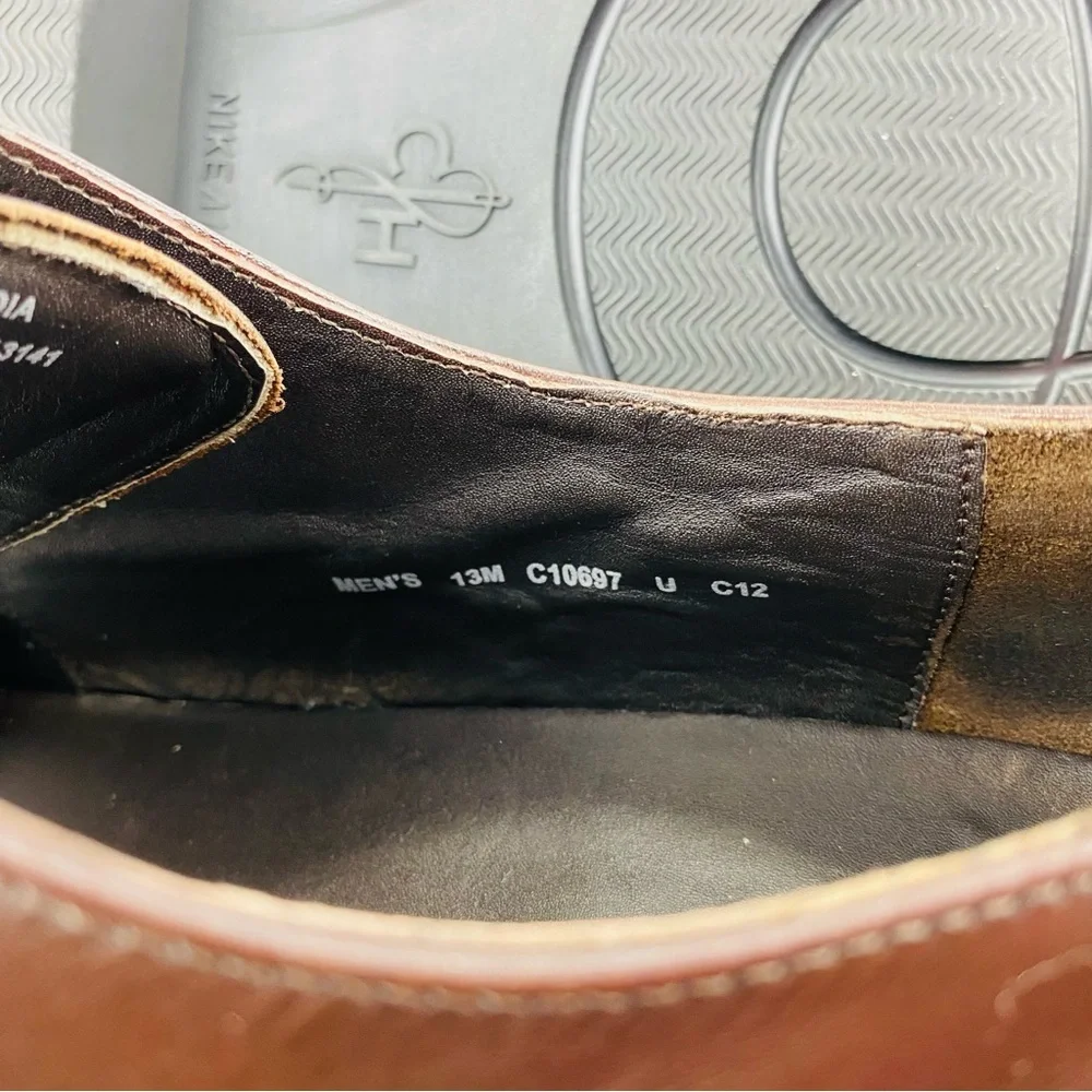 Cole Haan Leather Mens‎ 13 M Dark Brown Square Split Toe Comfort Lace Up C10697